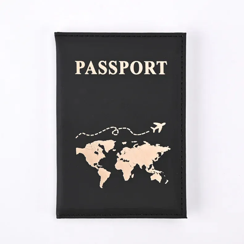 PU Leather Passport Holder Map Pattern Passport Case Cover Travel Passport Protective Cover ID Credit Card Holder Travel Accessories