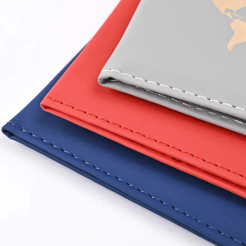 PU Leather Passport Holder Map Pattern Passport Case Cover Travel Passport Protective Cover ID Credit Card Holder Travel Accessories