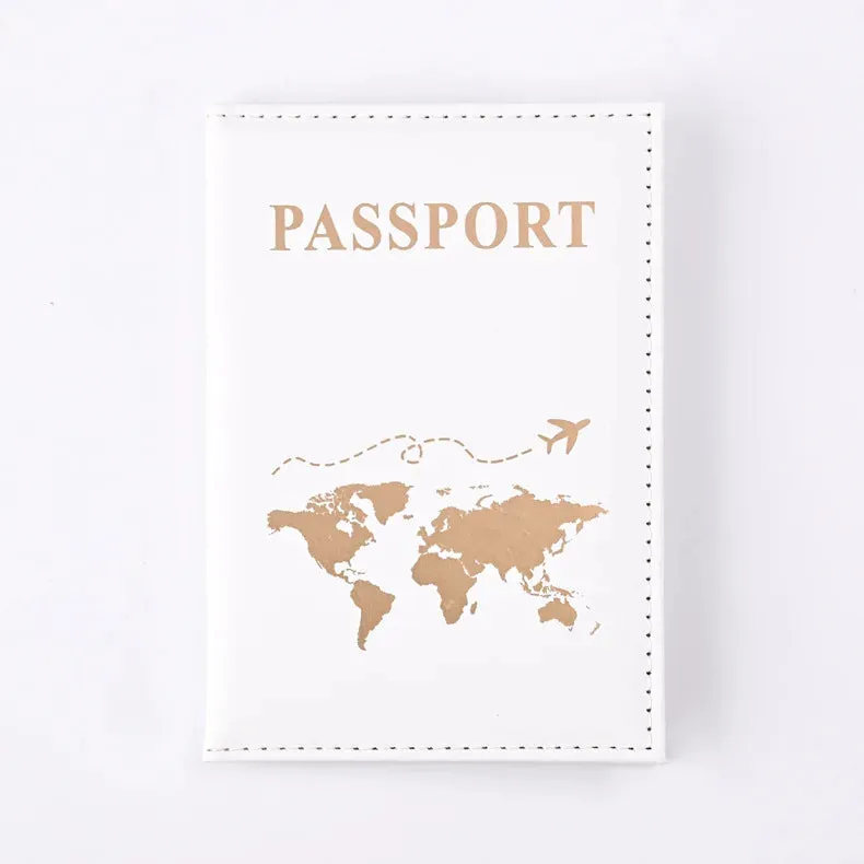 PU Leather Passport Holder Map Pattern Passport Case Cover Travel Passport Protective Cover ID Credit Card Holder Travel Accessories