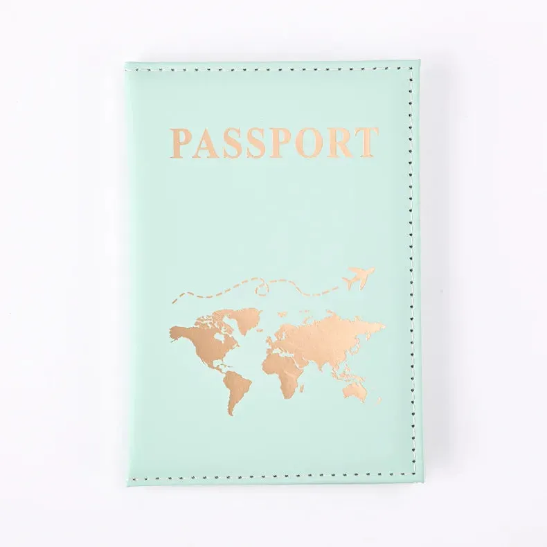 PU Leather Passport Holder Map Pattern Passport Case Cover Travel Passport Protective Cover ID Credit Card Holder Travel Accessories