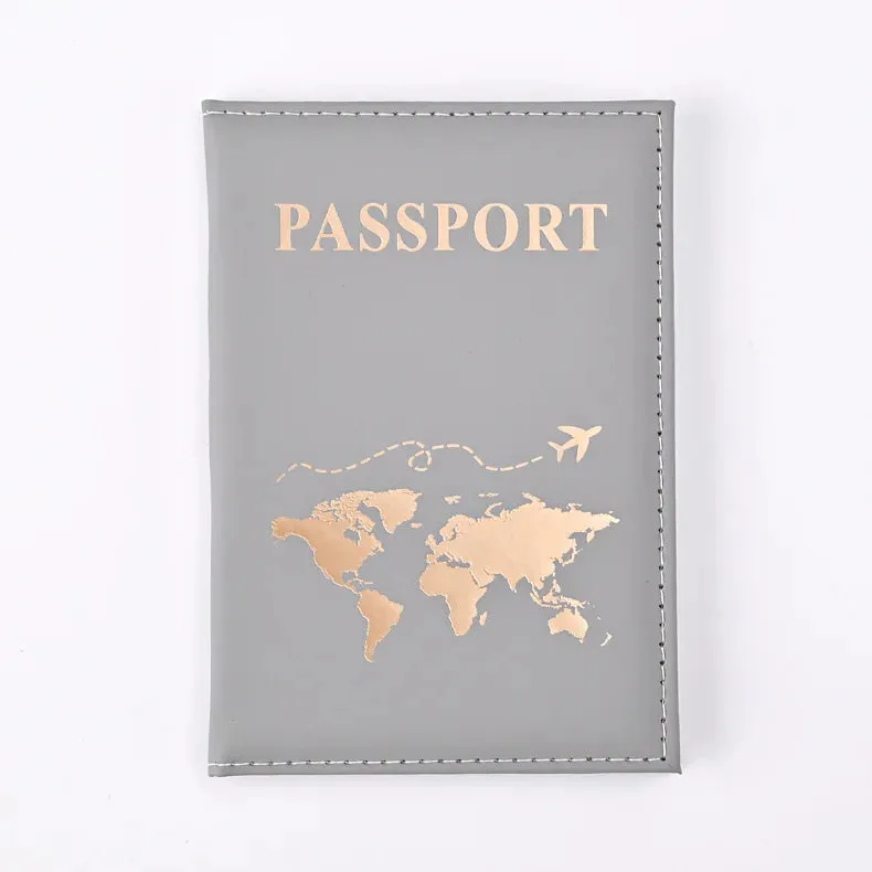 PU Leather Passport Holder Map Pattern Passport Case Cover Travel Passport Protective Cover ID Credit Card Holder Travel Accessories