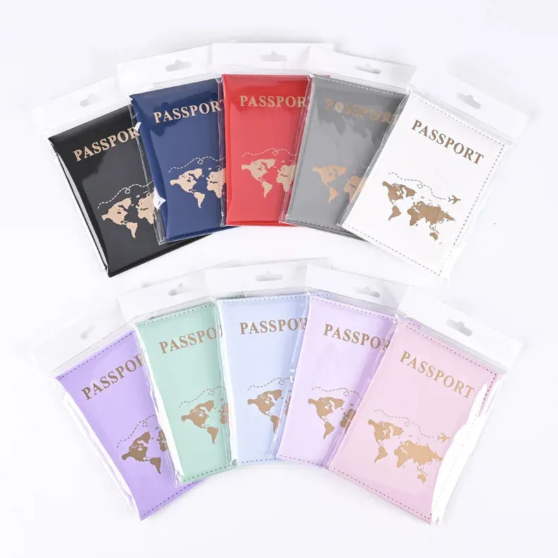 PU Leather Passport Holder Map Pattern Passport Case Cover Travel Passport Protective Cover ID Credit Card Holder Travel Accessories