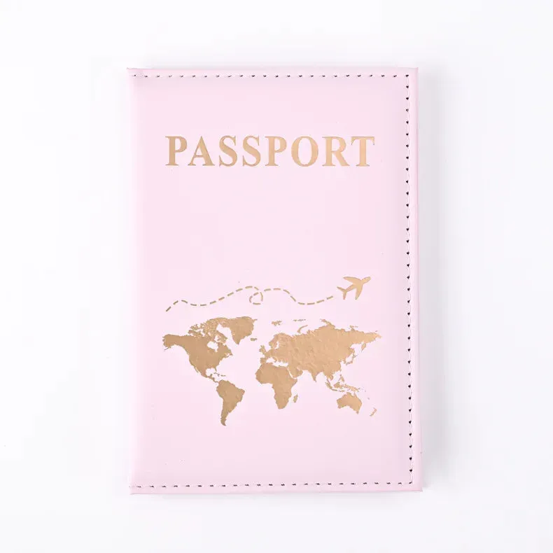 PU Leather Passport Holder Map Pattern Passport Case Cover Travel Passport Protective Cover ID Credit Card Holder Travel Accessories