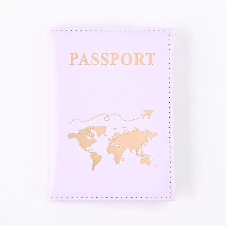 PU Leather Passport Holder Map Pattern Passport Case Cover Travel Passport Protective Cover ID Credit Card Holder Travel Accessories