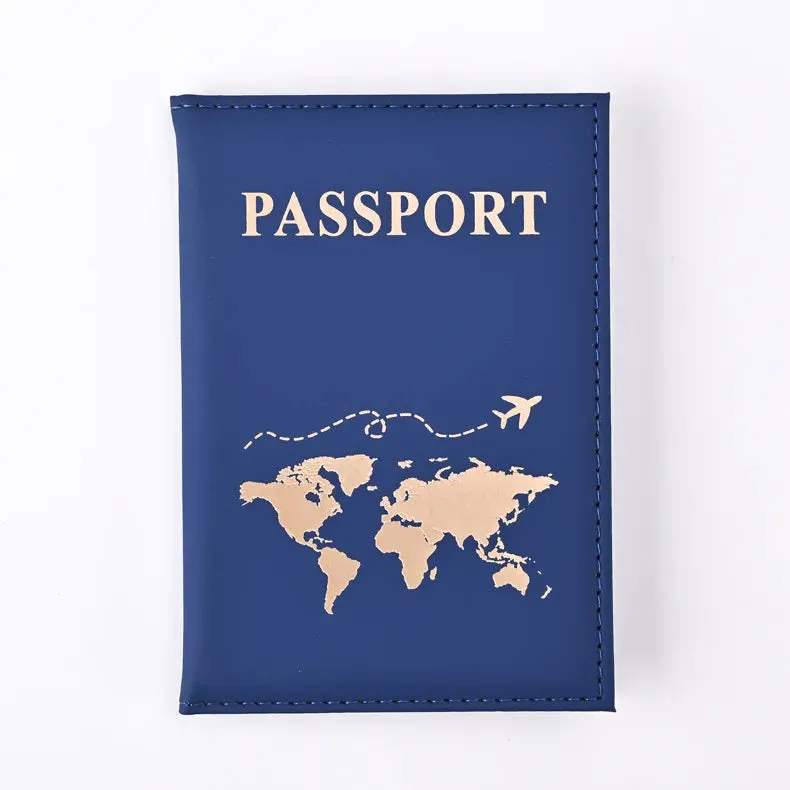PU Leather Passport Holder Map Pattern Passport Case Cover Travel Passport Protective Cover ID Credit Card Holder Travel Accessories