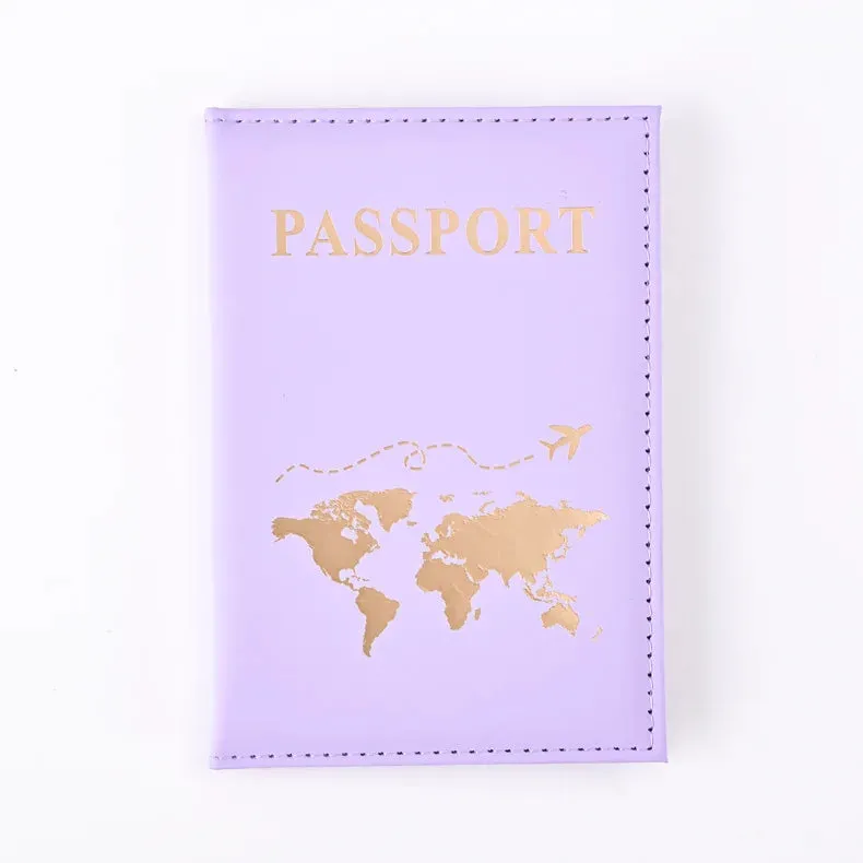 PU Leather Passport Holder Map Pattern Passport Case Cover Travel Passport Protective Cover ID Credit Card Holder Travel Accessories