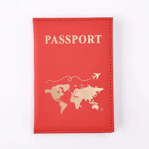 PU Leather Passport Holder Map Pattern Passport Case Cover Travel Passport Protective Cover ID Credit Card Holder Travel Accessories