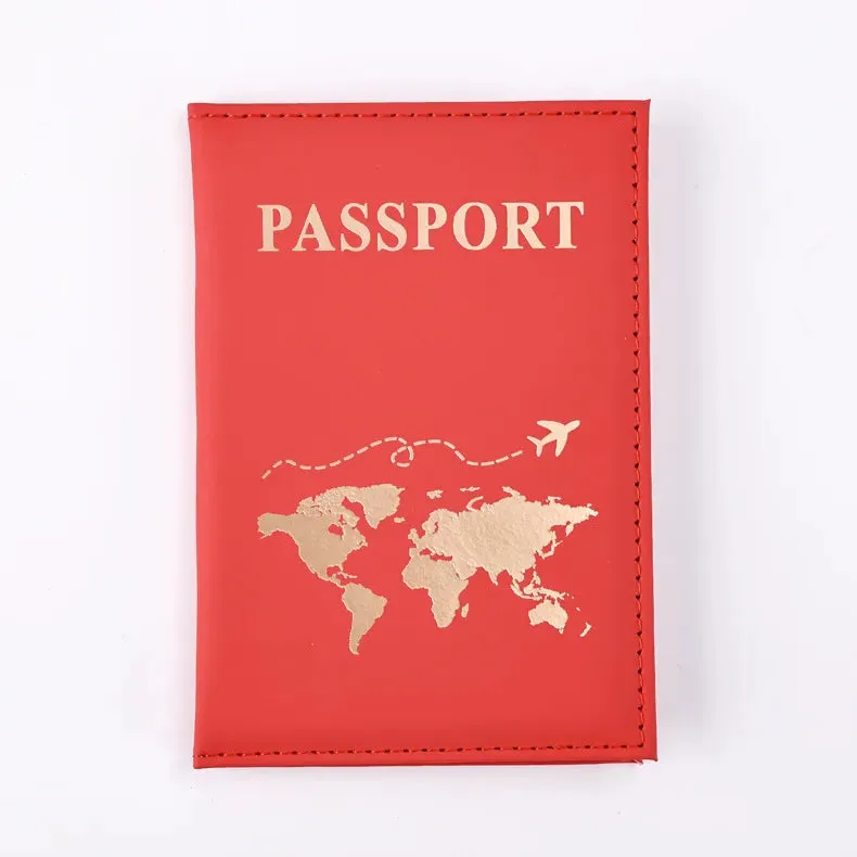 PU Leather Passport Holder Map Pattern Passport Case Cover Travel Passport Protective Cover ID Credit Card Holder Travel Accessories