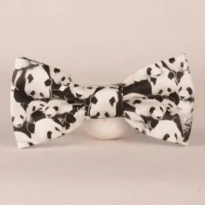 PU Panda Print Bow Tie - White