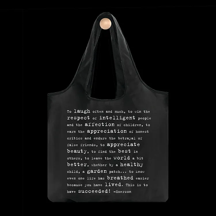 "to laugh often" fold-up bag