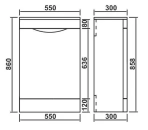 Radius 550mm Waterproof PVC Curved WC Unit