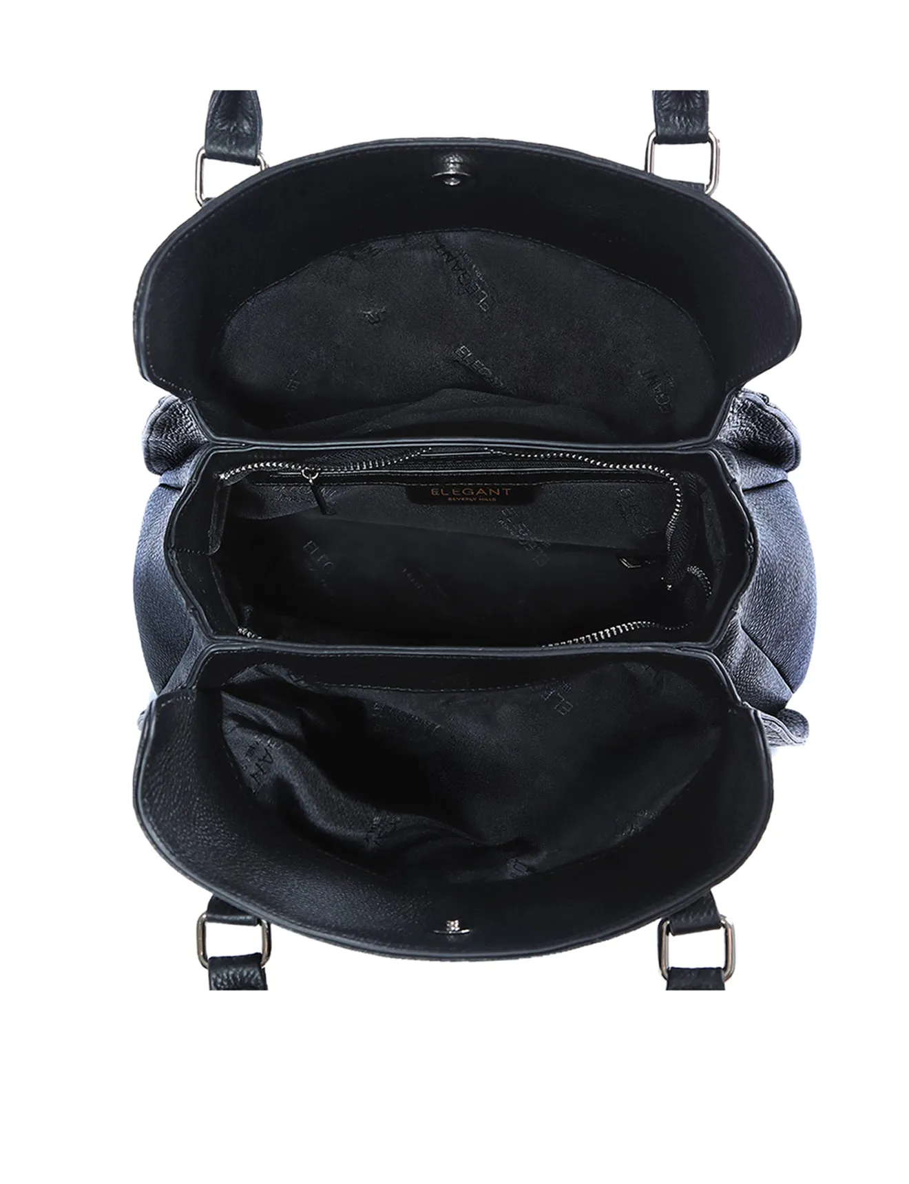 RAFAELLA LEATHER SHOULDER BAG- E1-0827-BLACK