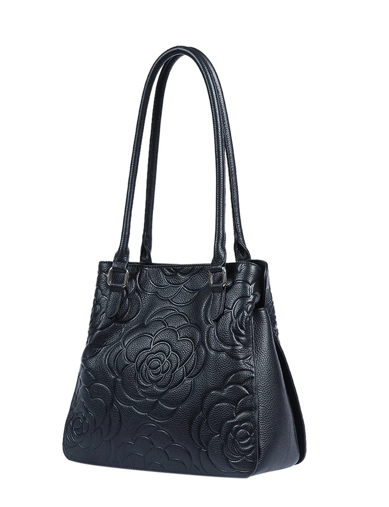 RAFAELLA LEATHER SHOULDER BAG- E1-0827-BLACK