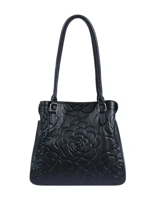 RAFAELLA LEATHER SHOULDER BAG- E1-0827-BLACK