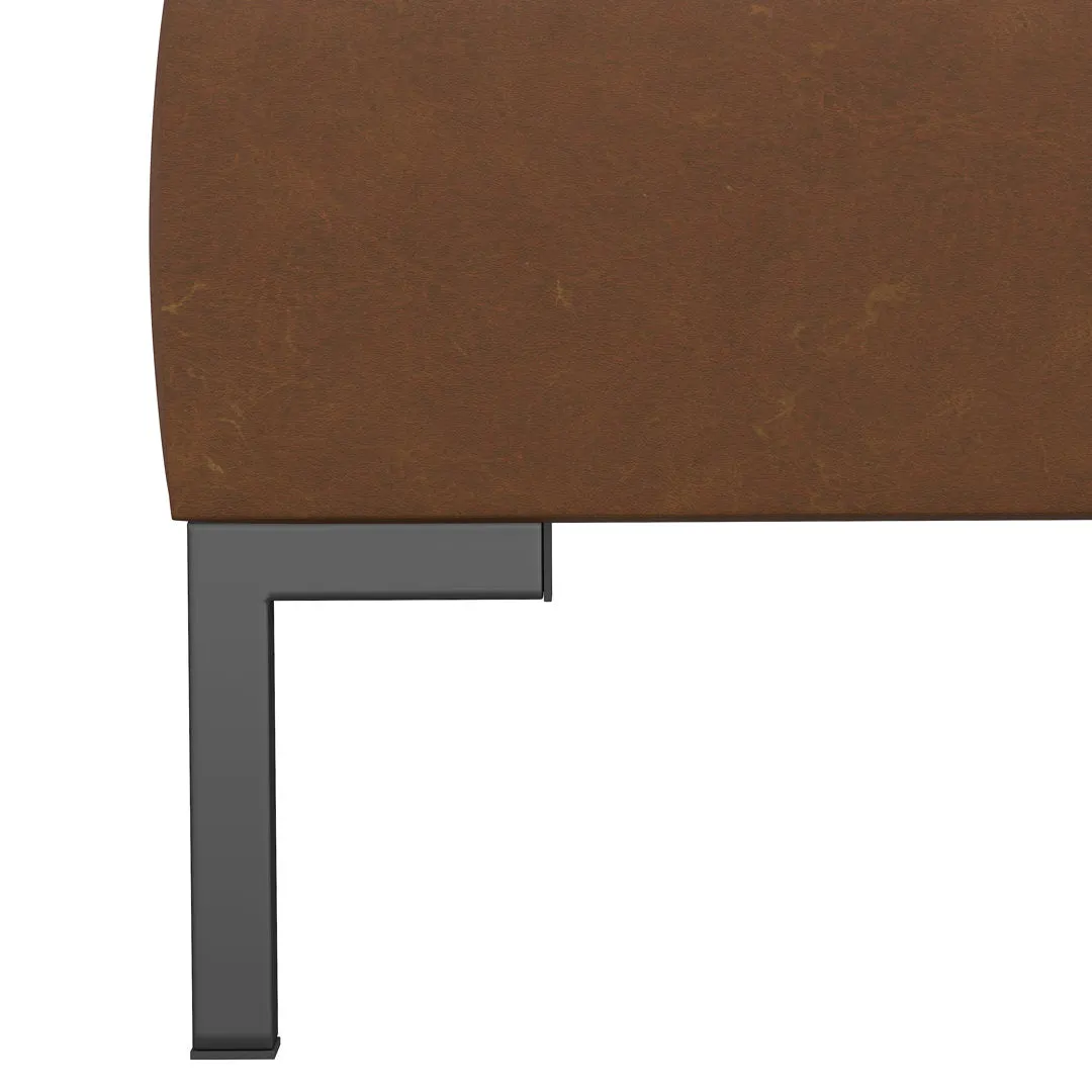 Rand Vegan Leather Bed AllModern Color: Classic Linen Linen, Leg Color: Brass Size: Queen