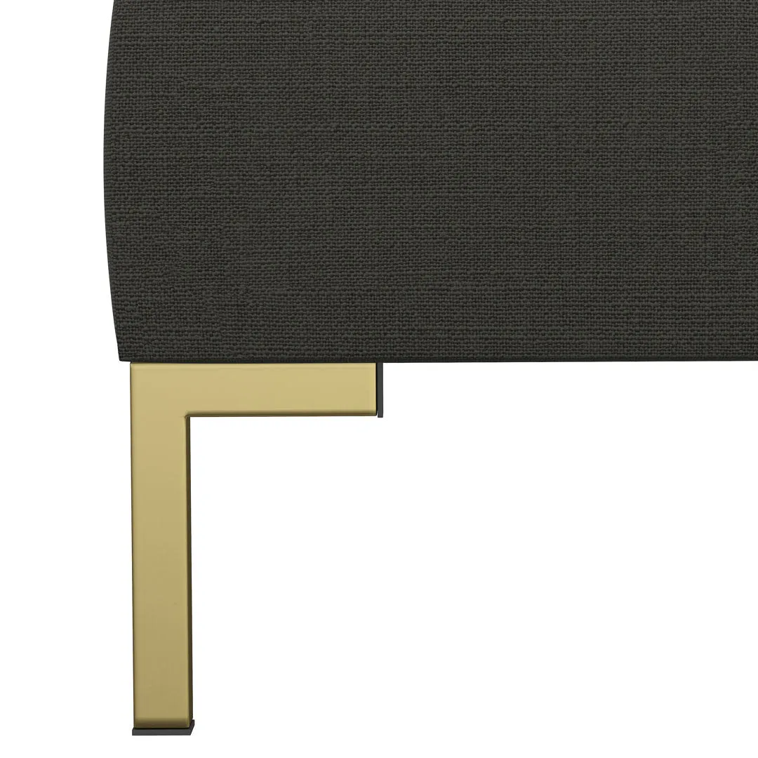 Rand Vegan Leather Bed AllModern Color: Classic Linen Linen, Leg Color: Brass Size: Queen