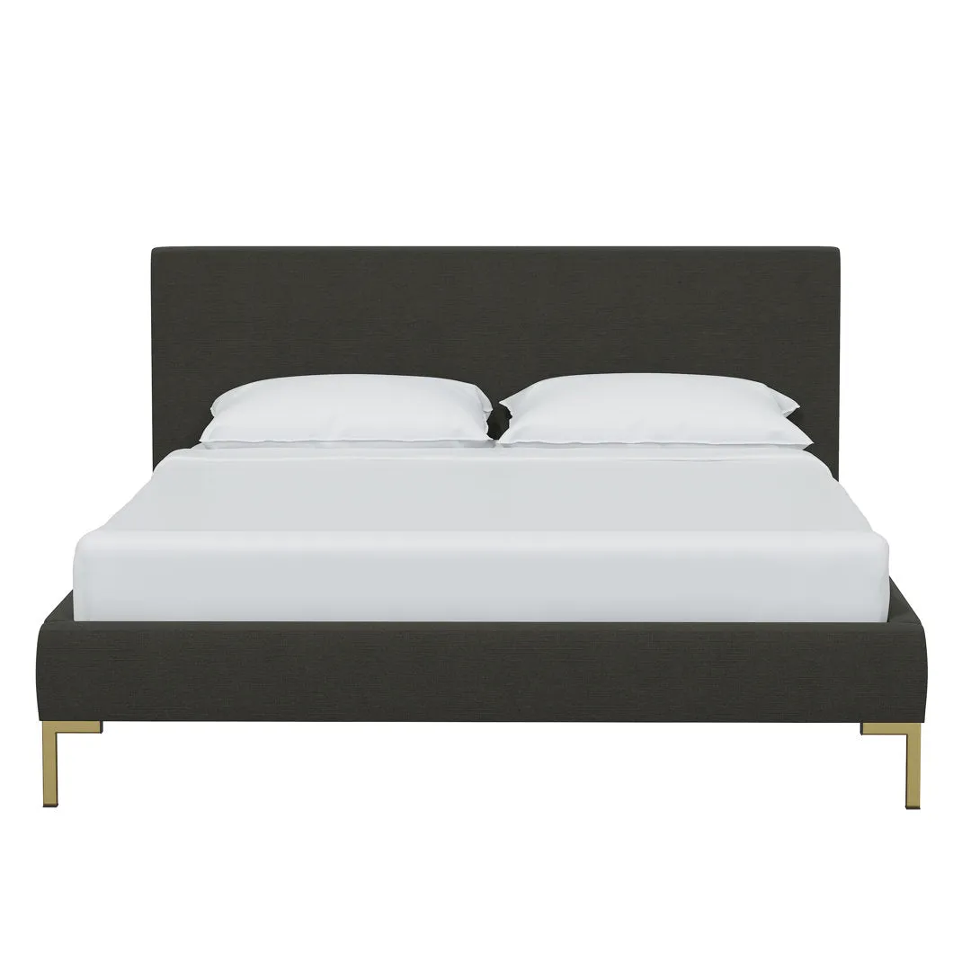 Rand Vegan Leather Bed AllModern Color: Classic Linen Linen, Leg Color: Brass Size: Queen
