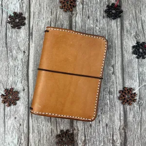 Ready-to-ship, PASSPORT Cover, Traveler's Notebook Light Brown Deluxe w Two Internal Pockets, Full-Grain Leather, 5-3/8"x8.5" (open flat)