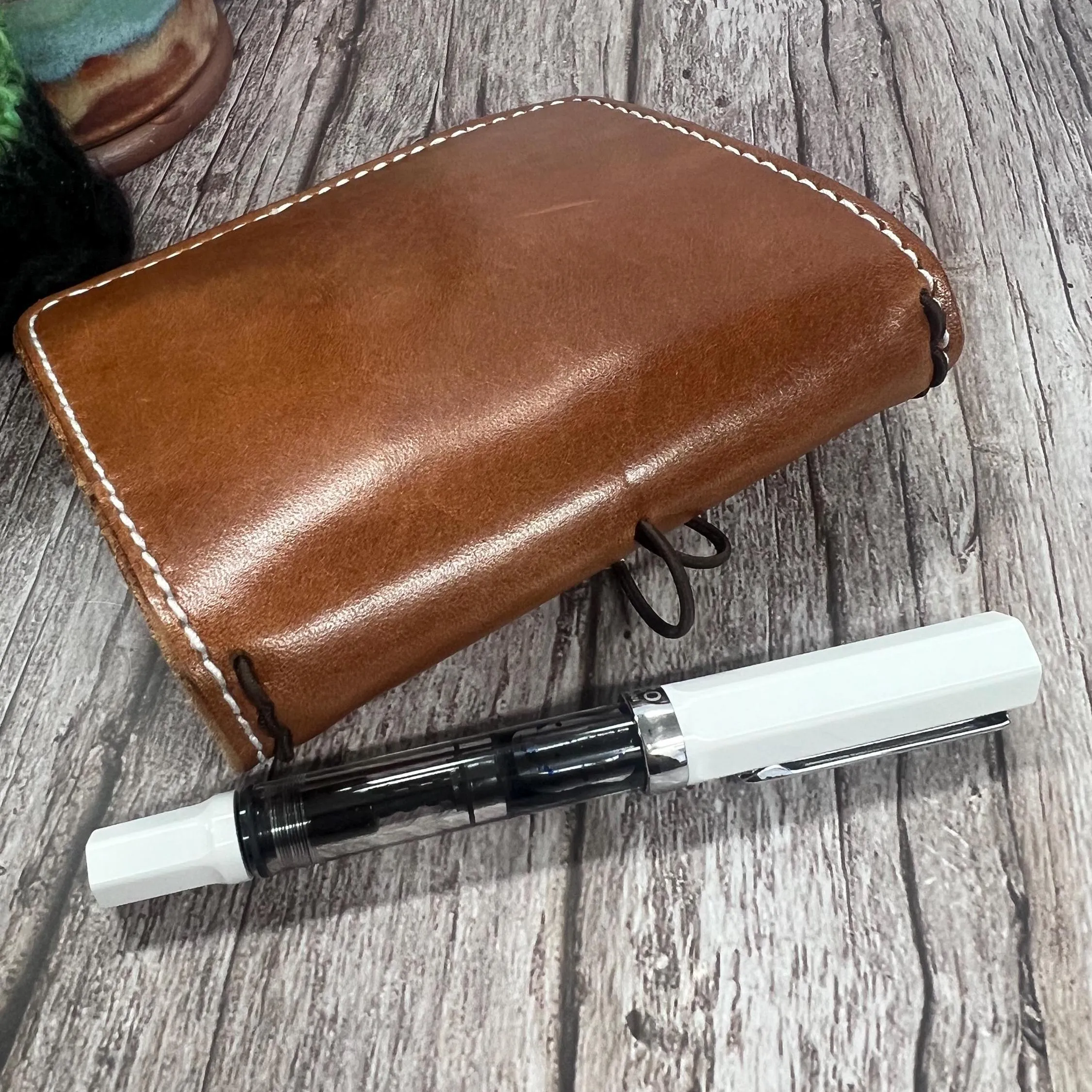 Ready-to-ship, PASSPORT Traveler's Notebook, Brown Deluxe w one inch added width, Chunky TN, Full-Grain Leather, 5-3/8"x9.5" (open flat)