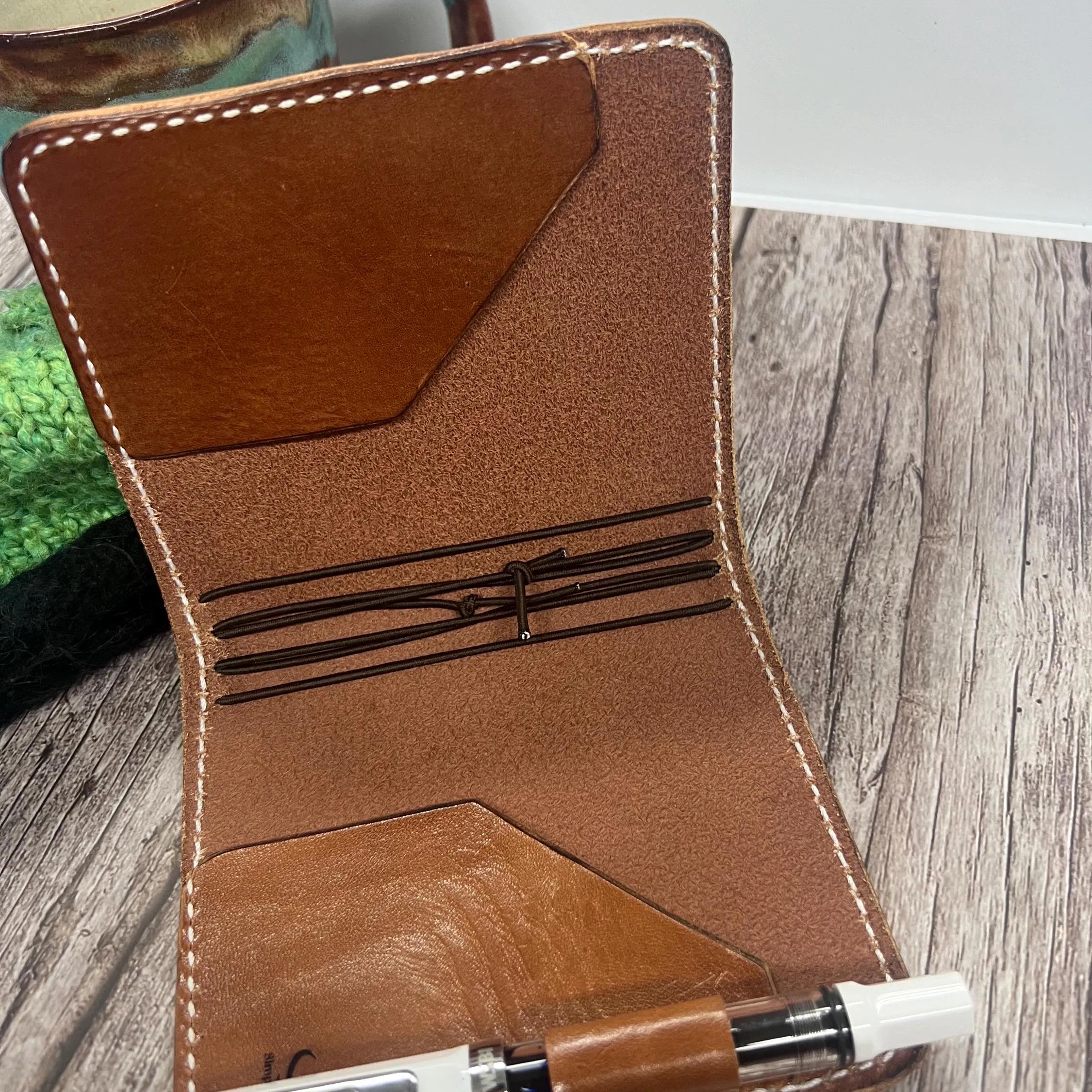 Ready-to-ship, PASSPORT Traveler's Notebook, Brown Deluxe w one inch added width, Chunky TN, Full-Grain Leather, 5-3/8"x9.5" (open flat)