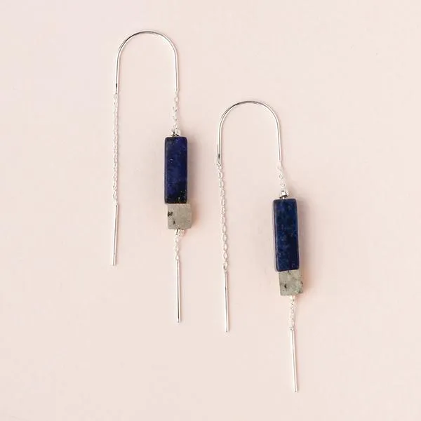 Rectangle Stone Earring - Lapis/Black/Silver