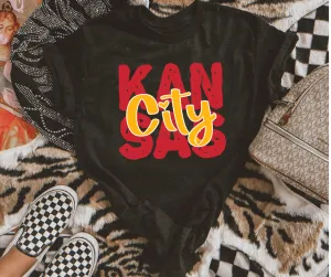 Red & Gold Kansas City Black Tee
