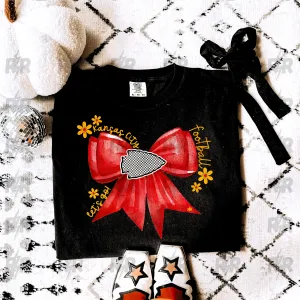 Red Bow Checkered Arrowhead Black Tee