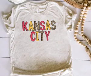 Red/Gold/Leopard Kansas City Oatmeal Tee
