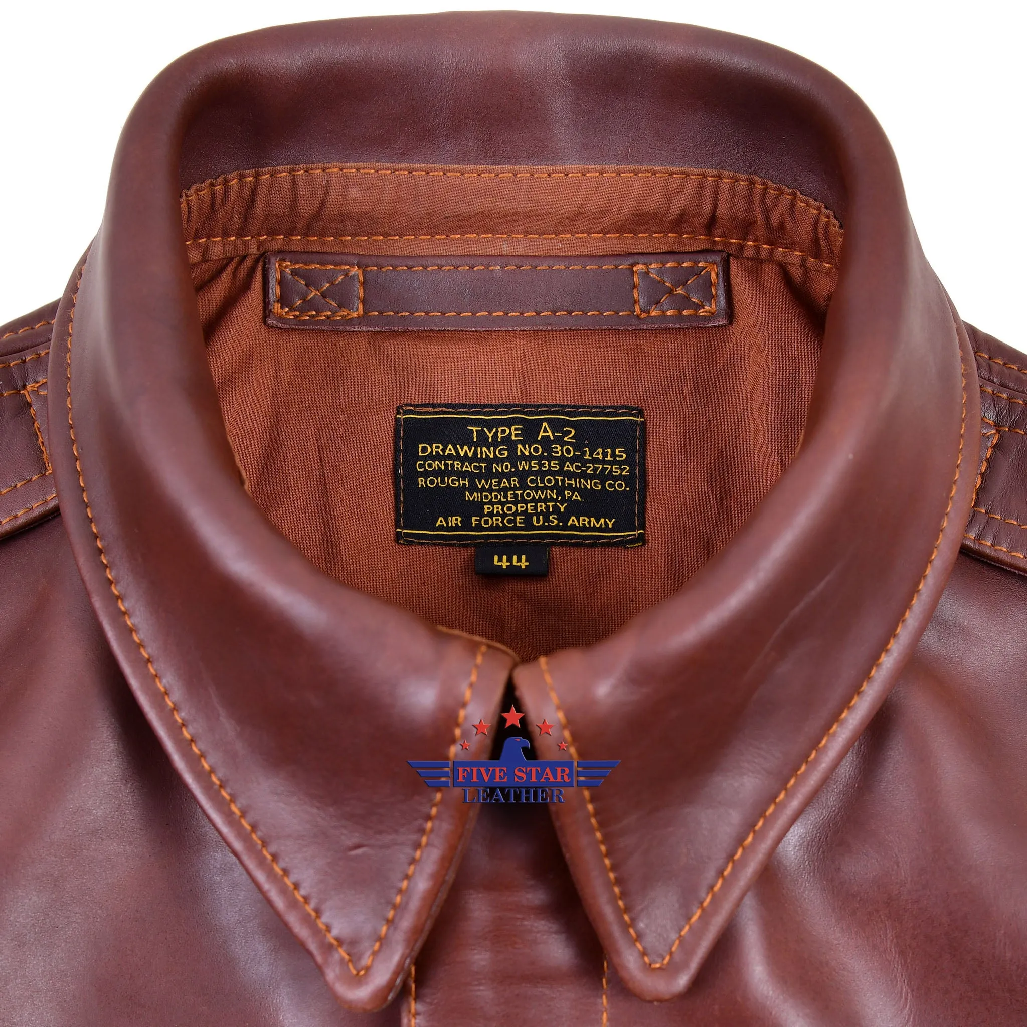 Repro A2 RW Clothing Co Contract No. W535 AC-27752 Real Horsehide Leather Pull Up Brown Jacket