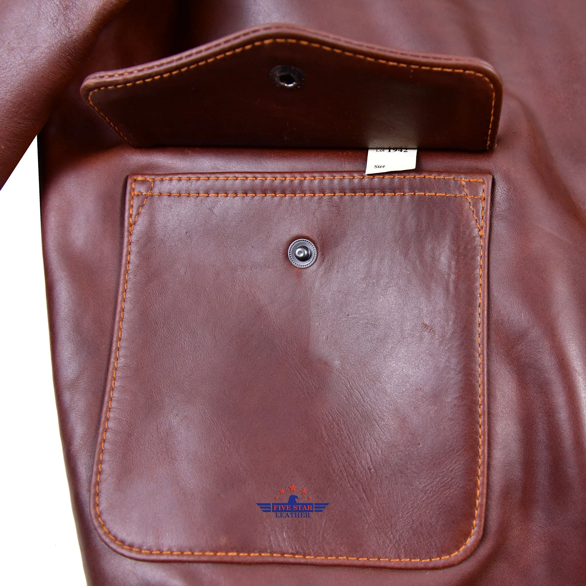 Repro A2 RW Clothing Co Contract No. W535 AC-27752 Real Horsehide Leather Pull Up Brown Jacket