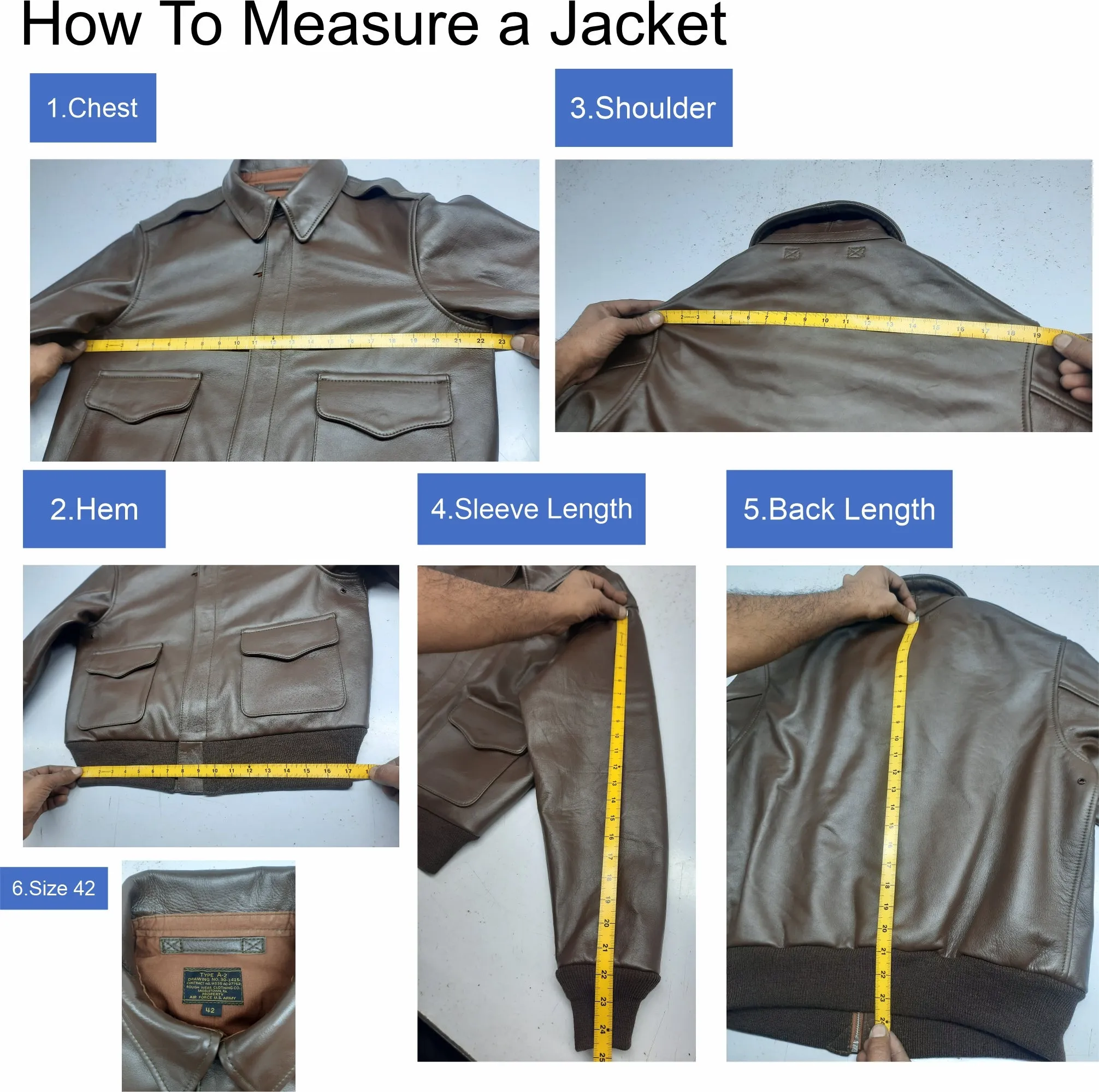 Repro A2 RW Clothing Co Contract No. W535 AC-27752 Real Horsehide Leather Pull Up Brown Jacket