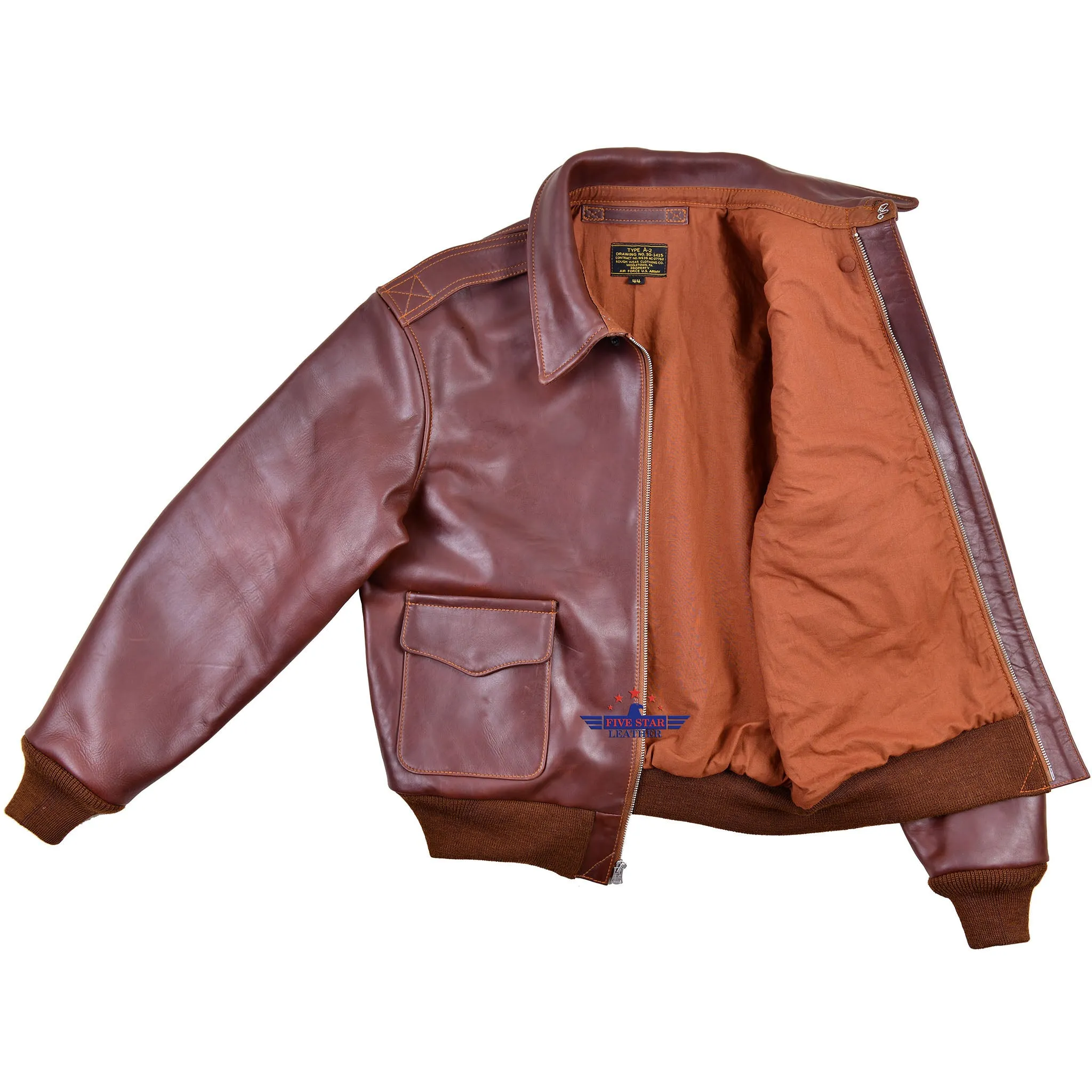 Repro A2 RW Clothing Co Contract No. W535 AC-27752 Real Horsehide Leather Pull Up Brown Jacket