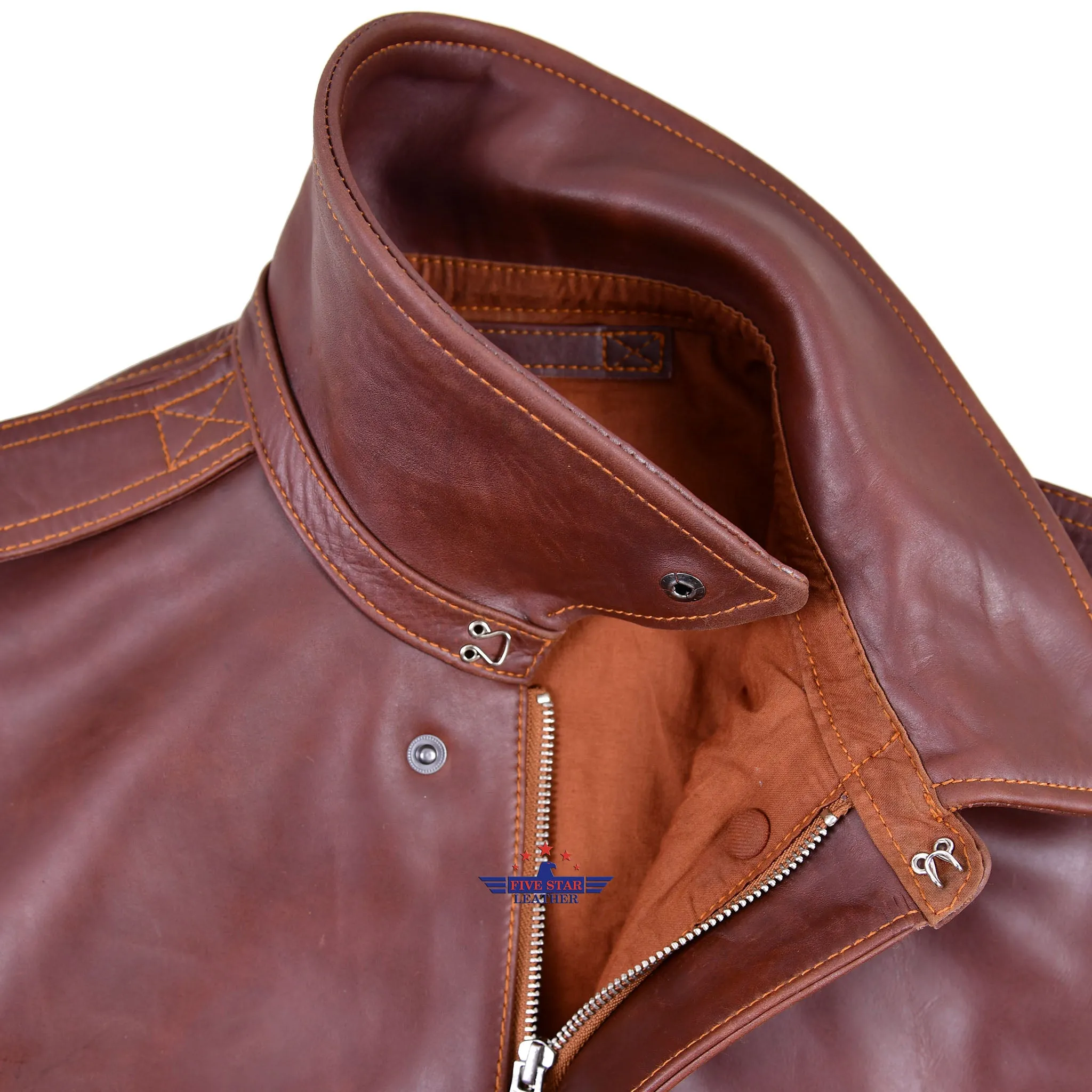 Repro A2 RW Clothing Co Contract No. W535 AC-27752 Real Horsehide Leather Pull Up Brown Jacket