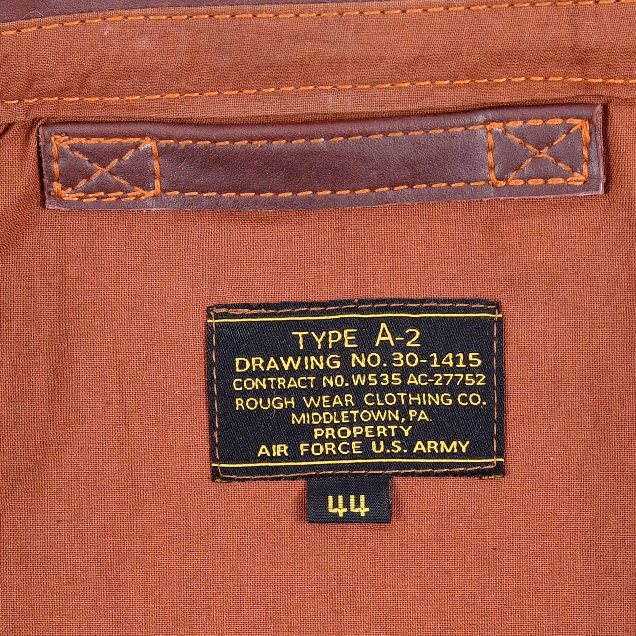 Repro A2 RW Clothing Co Contract No. W535 AC-27752 Real Horsehide Leather Pull Up Brown Jacket
