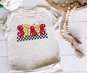Retro Maroon & Gold Star STATE Oatmeal Tee