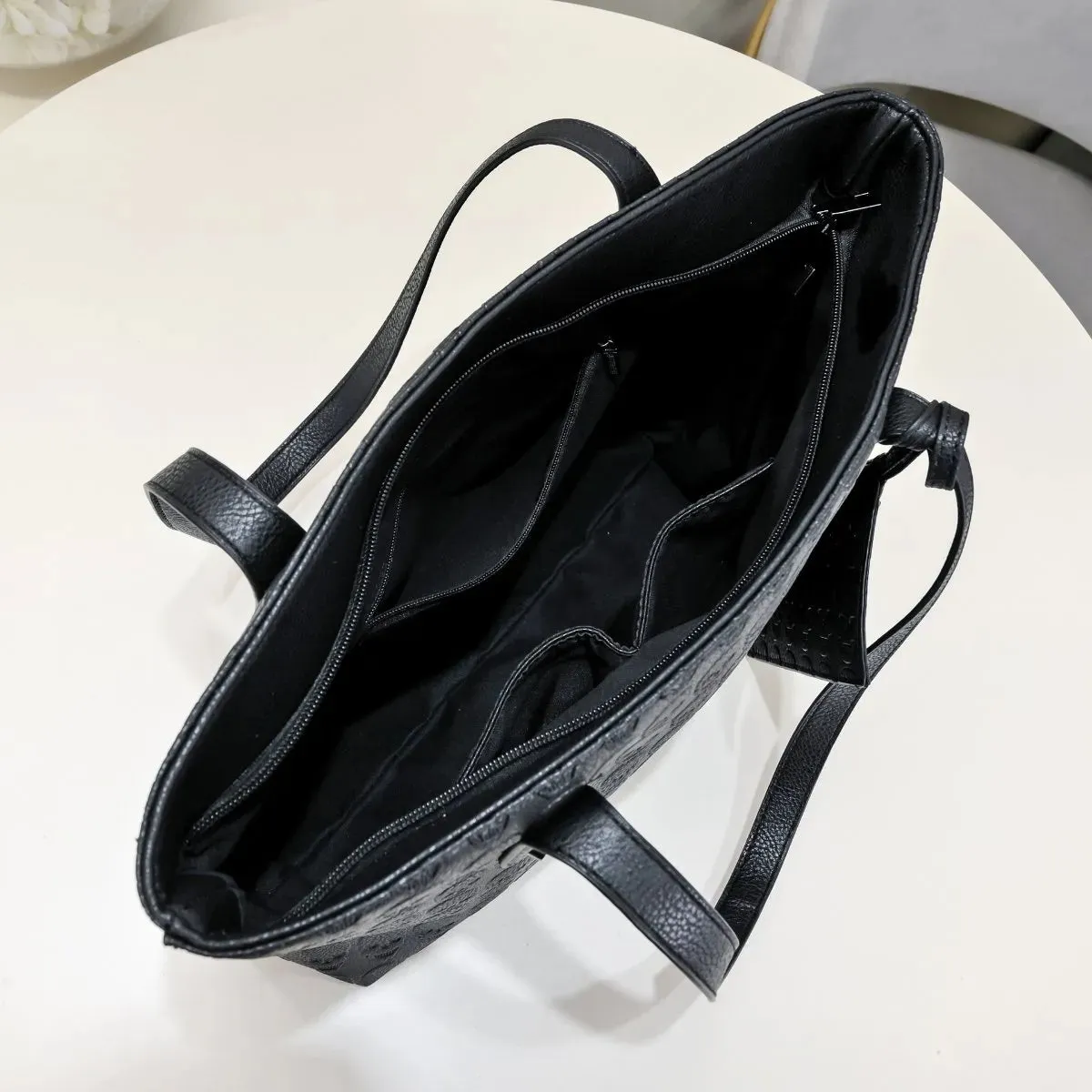 Ro Rox Skulls Bag - Black Faux Leather Tote with Skull Design