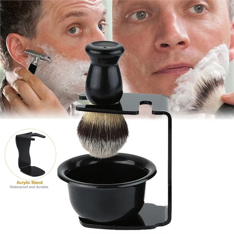Rosenice 3pcs Shaving Brush Kit Shave Brush Stand and Bowl Set for Men