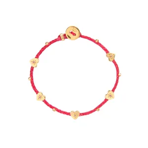 Ruby Heart Charms Bracelet in Red