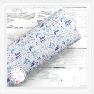 SALE ⋅ Blue Christmas Trees⋅  Chunky Glitter Faux Leather ⋅
