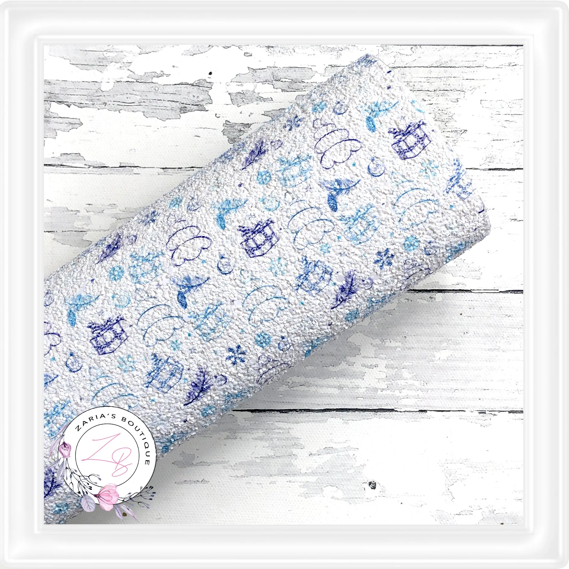 SALE ⋅ Blue Christmas Trees⋅  Chunky Glitter Faux Leather ⋅