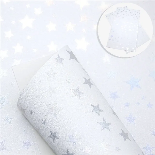 SALE ⋅ Falling Stars ⋅ Metallic Pearl White ⋅ Vegan Synthetic Bow Leather Leatherette