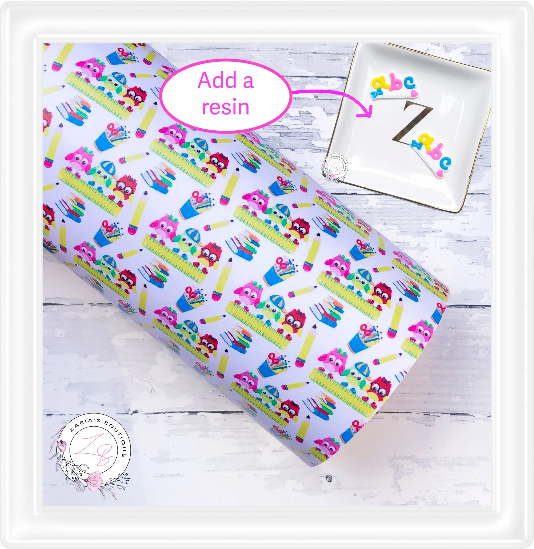 SALE ⋅ School Supplies ⋅ Vegan Faux Leather & Matching Resin Embellishments ⋅