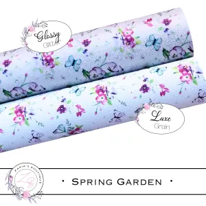 SALE ⋅ Spring Garden ⋅ Blue Pansies & Butterflies ⋅ Floral Luxe Grain or Smooth Glossy Glitter ⋅