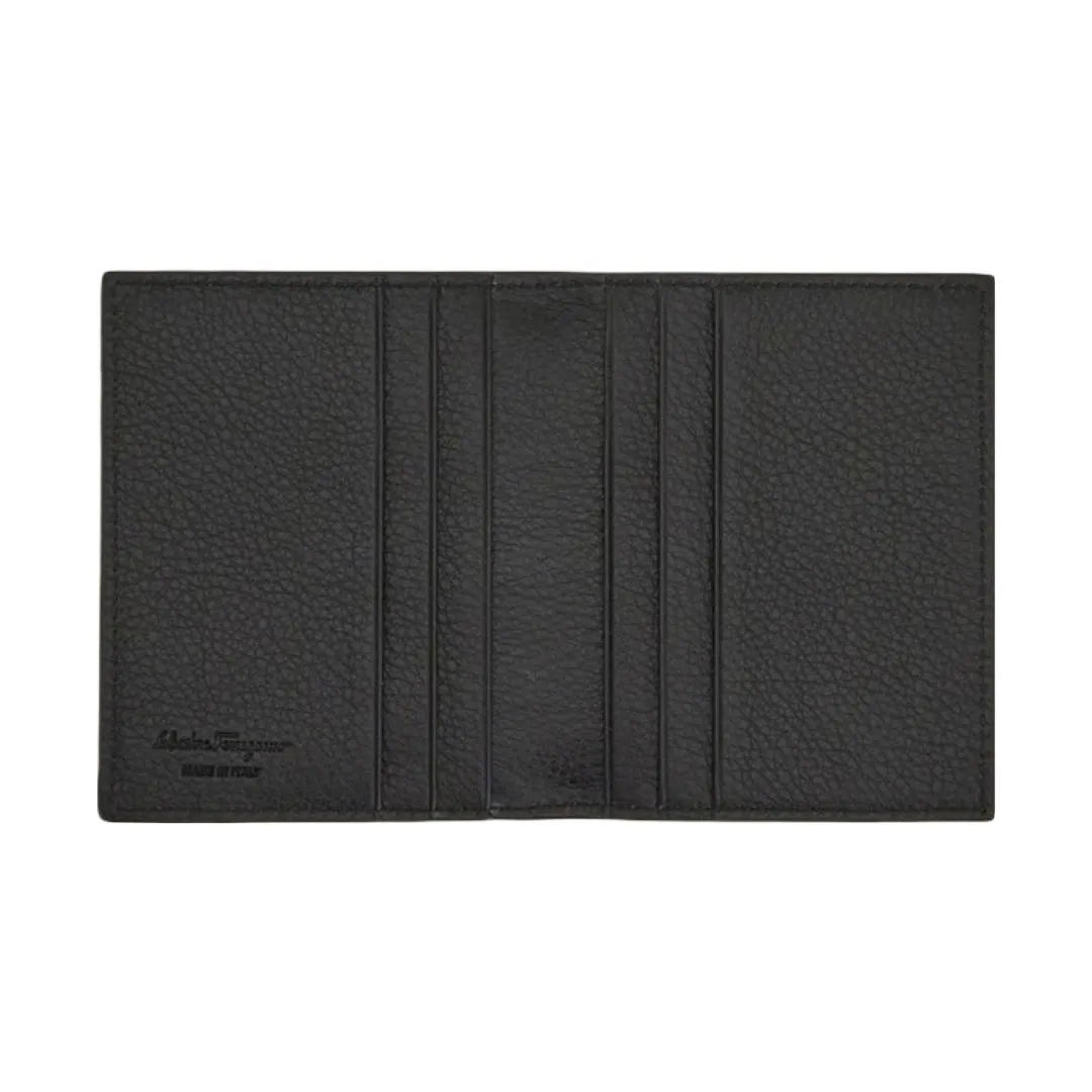 SALVATORE FERRAGAMO GANCINI CREDIT CARD HOLDER HEMATITE/BLACK