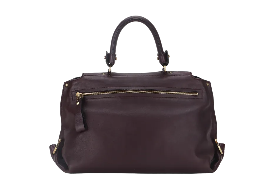 SALVATORE FERRAGAMO GANCINI SHOULDER BAG DARK PURPLE CALF LEATHER BW-21-A896 WITH DUST COVER