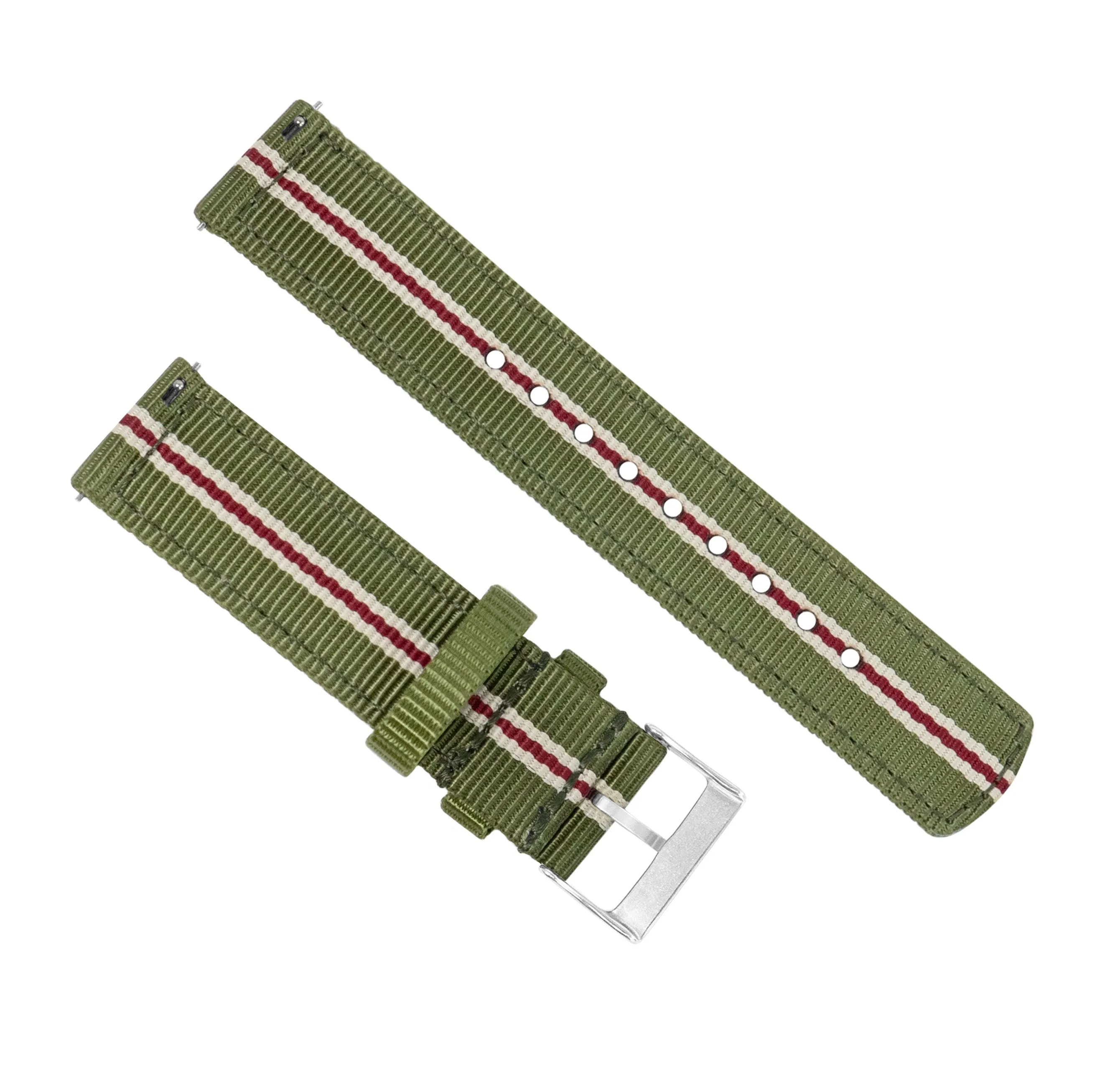 Samsung Galaxy Watch5 Two Piece NATO® style Army Green Crimson Watch Band