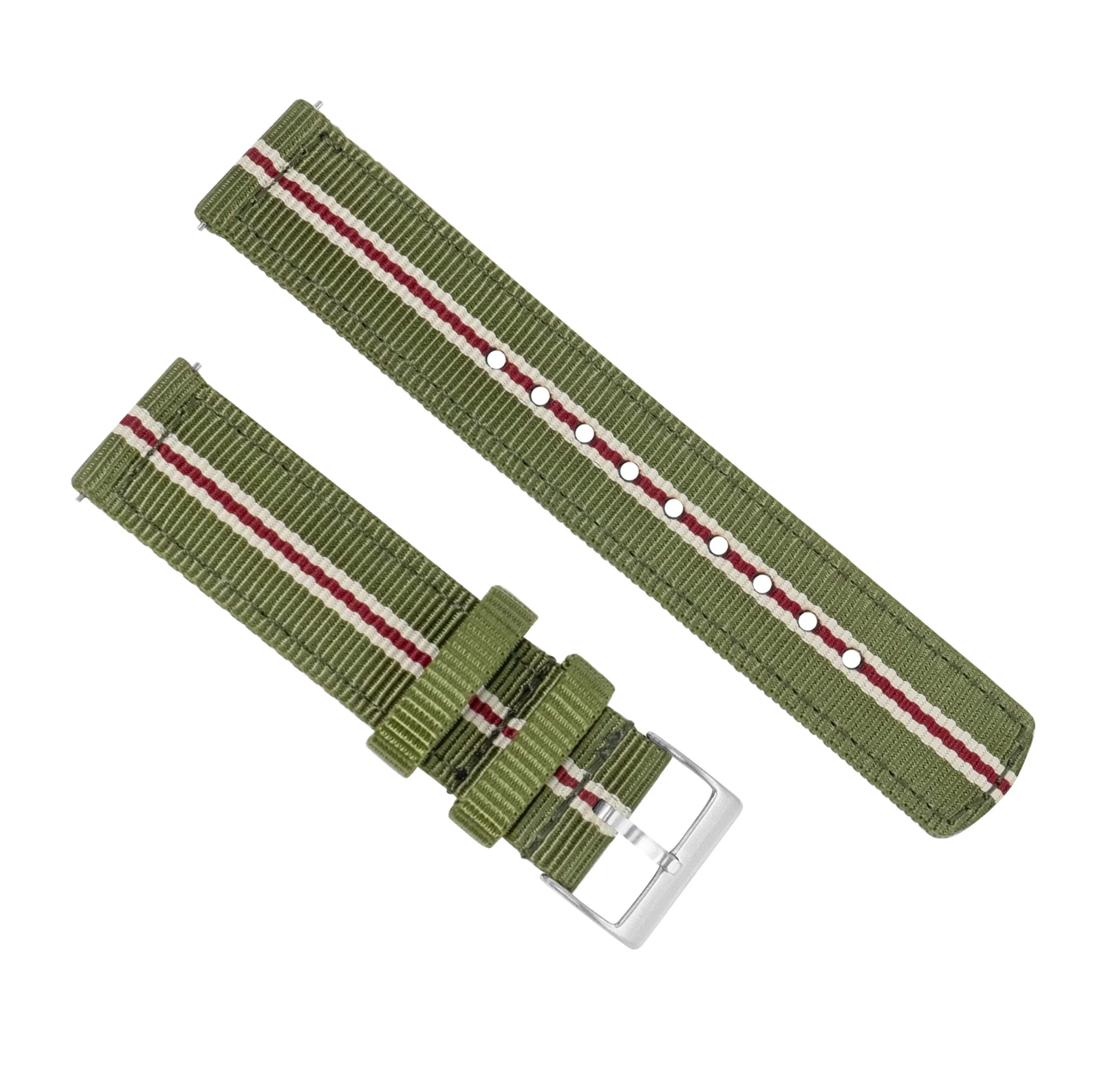 Samsung Galaxy Watch5 Two Piece NATO® style Army Green Crimson Watch Band