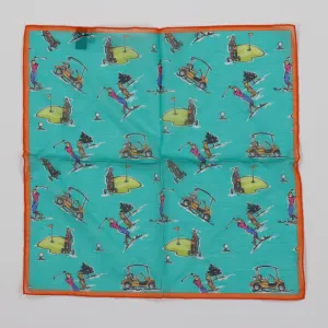 Seaward & Stearn Pocket Square - Links Teal