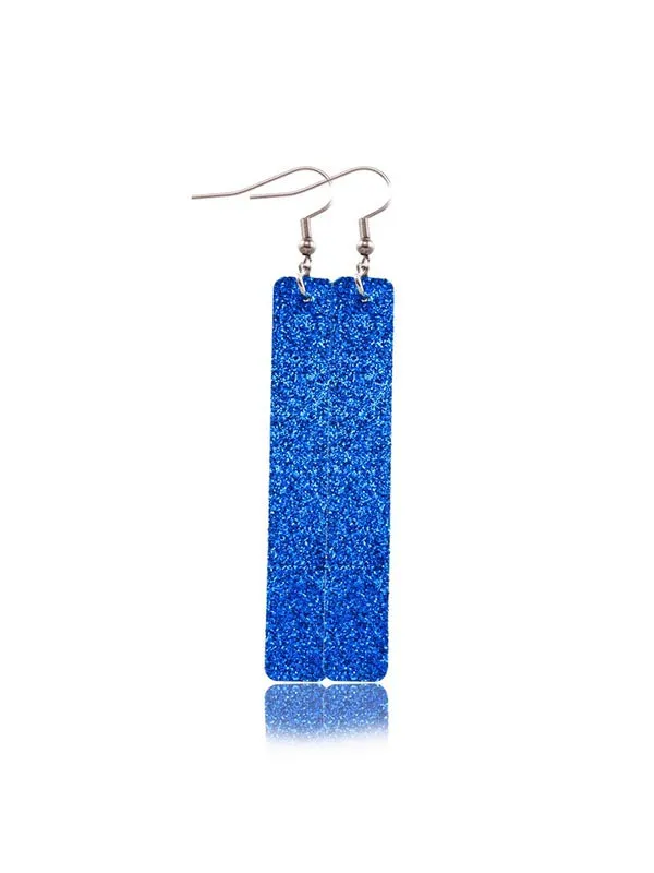 Sequined Rectangular PU Leather Earrings