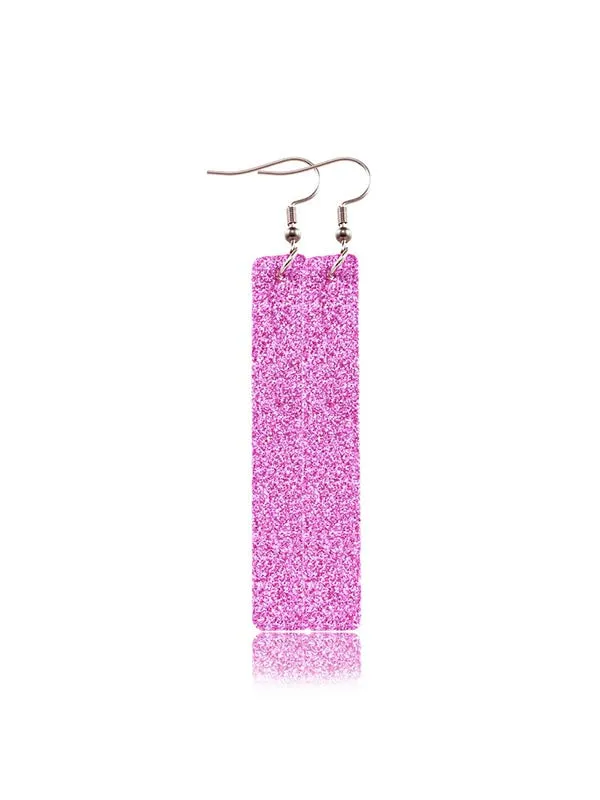 Sequined Rectangular PU Leather Earrings